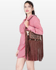 American Darling ADBGZ654 Tote Hand Tooled Hair-On Genuine Leather Women Bag Western Handbag Purse