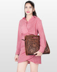 American Darling ADBGZ661 Clutch Hand Tooled Genuine Leather Women Bag Western Handbag Purse