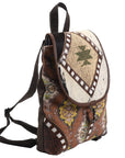 OHLAY KB419 Backpack Hand Tooled Upcycled Wool Upcycled Canvas Hair-On Genuine Leather women bag western handbag purse
