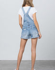 High Rise Roll Up Denim Overall Romper