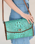 ADBG1023A American Darling Coin Purse Crocodile embossed Genuine Leather women bag western handbag purse