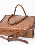 American Darling Briefcase Crocodile embossed Genuine Leather women bag western handbag purse