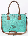 American Darling Briefcase Crocodile embossed Genuine Leather women bag western handbag purse
