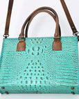 American Darling Briefcase Crocodile embossed Genuine Leather women bag western handbag purse
