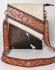 American Darling Messenger Hand Tooled Hair On Genuine Leather Western Women Bag Handbag Purse | Cute