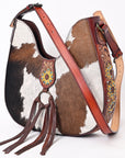 American Darling Hobo Hand Tooled Hair-On Genuine Leather Women Bag Western Handbag Purse