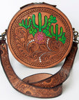 American Darling ADBGA301 Canteen Hand Tooled Genuine Leather Women Bag Western Handbag Purse