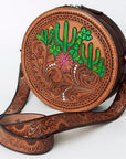 American Darling ADBGA301 Canteen Hand Tooled Genuine Leather Women Bag Western Handbag Purse