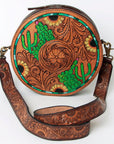 American Darling ADBGA302 Canteen Hand Tooled Genuine Leather Women Bag Western Handbag Purse