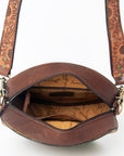 American Darling ADBGA302 Canteen Hand Tooled Genuine Leather Women Bag Western Handbag Purse