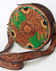 American Darling ADBGA302 Canteen Hand Tooled Genuine Leather Women Bag Western Handbag Purse