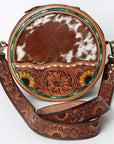 American Darling ADBGA303 Canteen Hand Tooled Hair-On Genuine Leather Women Bag Western Handbag Purse
