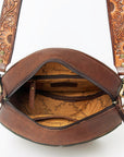 American Darling ADBGA303 Canteen Hand Tooled Hair-On Genuine Leather Women Bag Western Handbag Purse
