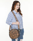 American Darling ADBGA304 Canteen Hand Tooled Genuine Leather Women Bag Western Handbag Purse