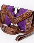 American Darling Hand Tooled Saddle Blanket Genuine Leather Women Bag Western Handbag Purse
