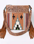 American Darling ADBGZ672 Signature Crossbody Hand Tooled Saddle Blanket Genuine Leather Women Bag Western Handbag Purse