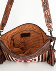 American Darling ADBGZ675 Signature Crossbody Hand Tooled Saddle Blanket Genuine Leather Women Bag Western Handbag Purse