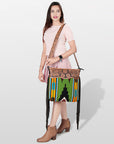 American Darling ADBGZ676 Signature Crossbody Hand Tooled Saddle Blanket Genuine Leather Women Bag Western Handbag Purse