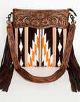 American Darling ADBGZ680 Signature Crossbody Hand Tooled Saddle Blanket Genuine Leather Women Bag Western Handbag Purse