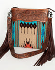 American Darling ADBGZ687 Signature Crossbody Hand Tooled Saddle Blanket Genuine Leather Women Bag Western Handbag Purse