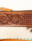American Darling ADBGZ283A Wristlet Hand Tooled Hair-On Genuine Leather Women Bag Western Handbag Purse