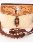 American Darling ADBG1037 Small Crossbody Hand Tooled Hair-On Genuine Leather Women Bag Western Handbag Purse
