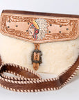American Darling ADBG1037 Small Crossbody Hand Tooled Hair-On Genuine Leather Women Bag Western Handbag Purse