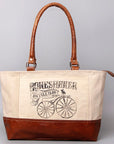 OHLAY KB460 TOTE Upcycled Canvas Genuine Leather women bag western handbag purse