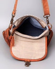 OHLAY KB463 Cross Body Upcycled Canvas Genuine Leather women bag western handbag purse