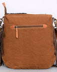 OHLAY KB471 Cross Body Upcycled Wool Upcycled Canvas Embossed Hair-On Genuine Leather women bag western handbag purse