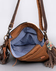 OHLAY KB471 Cross Body Upcycled Wool Upcycled Canvas Embossed Hair-On Genuine Leather women bag western handbag purse
