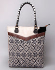 OHLAY KB475 TOTE Upcycled Wool Upcycled Canvas Embossed Hair-on Genuine Leather women bag western handbag purse