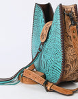 American Darling ADBG1039 Hobo Hand Tooled Crocodile Embossed Genuine Leather Women Bag Western Handbag Purse