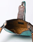American Darling ADBG1039 Hobo Hand Tooled Crocodile Embossed Genuine Leather Women Bag Western Handbag Purse