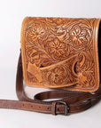 American Darling ADBG1041 Small Crossbody Hand Tooled Genuine Leather Women Bag Western Handbag Purse