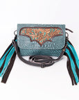 OHLAY WALLET Hand Tooled Crocodile Embossed Genuine Leather women bag western handbag purse
