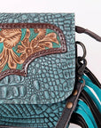 OHLAY WALLET Hand Tooled Crocodile Embossed Genuine Leather women bag western handbag purse