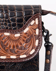 OHLAY WALLET Hand Tooled Crocodile Embossed Genuine Leather women bag western handbag purse