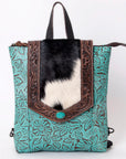 OHLAY KBG187 Backpack Hand Tooled Embossed Hair-On Genuine Leather women bag western handbag purse