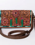 American Darling Organiser Hair-On Hand Tooled Genuine Leather Women Bag Western Handbag Purse