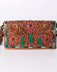 American Darling Organiser Hair-On Hand Tooled Genuine Leather Women Bag Western Handbag Purse
