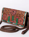 American Darling Organiser Hair-On Hand Tooled Genuine Leather Women Bag Western Handbag Purse