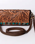 American Darling Organiser Hair-On Hand Tooled Genuine Leather Women Bag Western Handbag Purse