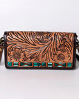 American Darling Organiser Hair-On Hand Tooled Genuine Leather Women Bag Western Handbag Purse