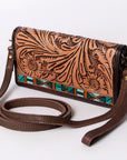 American Darling Organiser Hair-On Hand Tooled Genuine Leather Women Bag Western Handbag Purse