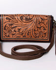 American Darling Organiser Hair-On Hand Tooled Genuine Leather Women Bag Western Handbag Purse