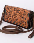 American Darling Organiser Hair-On Hand Tooled Genuine Leather Women Bag Western Handbag Purse