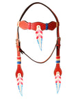 HILASON Western Horse Headstall Breast Collar Set Genuine American Leather Mahogany