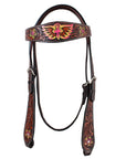 HILASON Western Horse Headstall Tack Genuine American Leather Hand Tooled