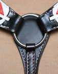 HILASON Western Horse Genuine Leather Printed Breast Collar Black